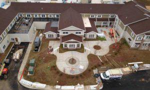 Aerial Shot of Construction at HarborChase of Evergreen Walk-Senior Living near Hartford, Connecticut