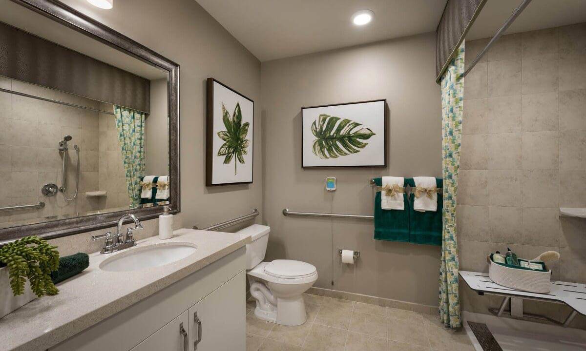 HarborChase of Wellington Crossing-Senior Apartment Bathroom-Luxury Senior Living Near Lake Worth, Florida