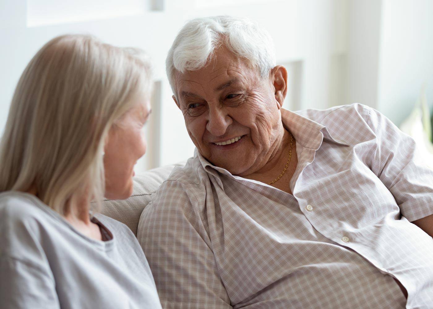 Respite Care-Older Couple Smiling at Each Other-HarborChase Senior Living