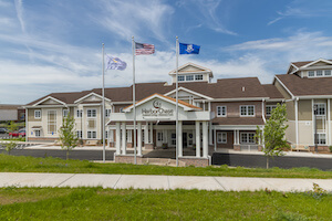 Exterior of Building-Entrance of HarborChase of Evergreen Walk-Assisted Living & Memory Care Community Near Hartford, Connecticut