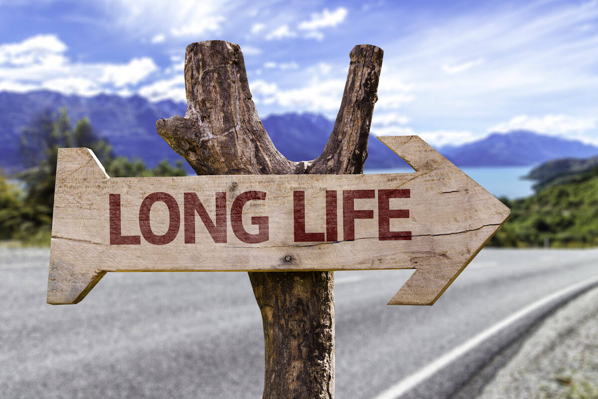 Long Life wooden sign with a street background-Increase Longevity