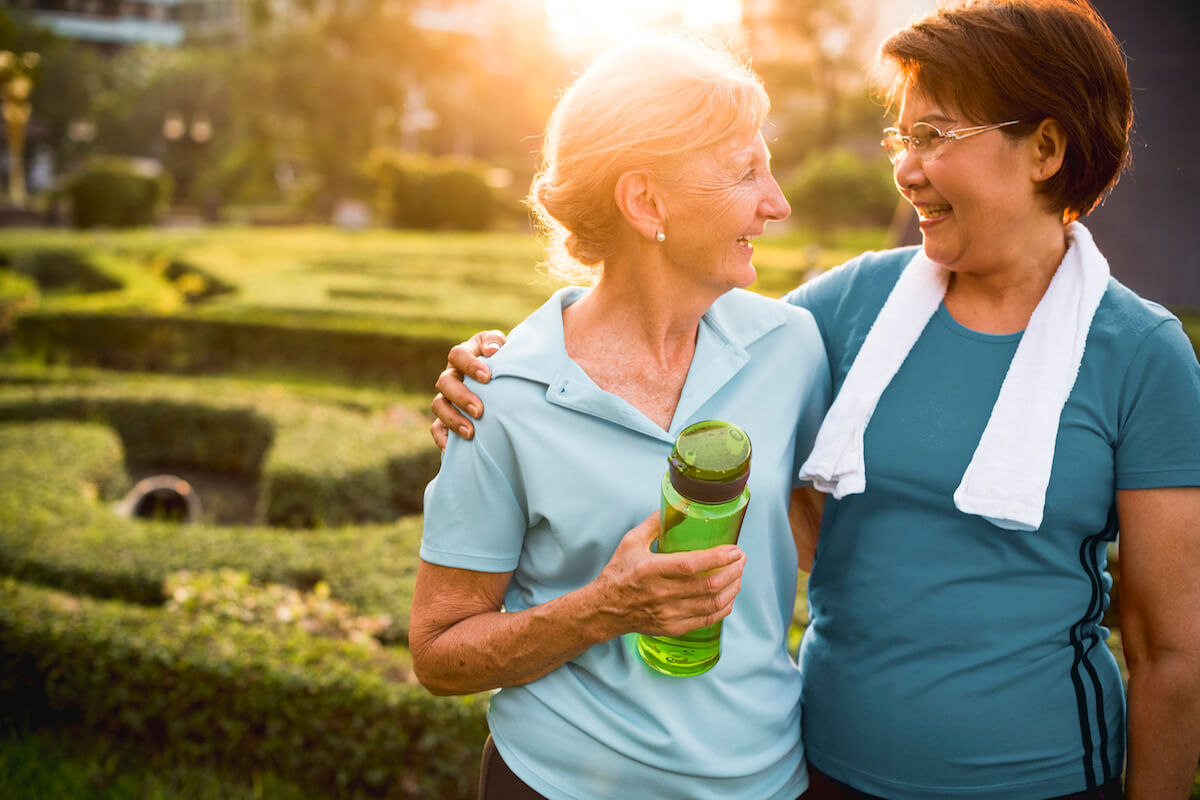 senior-women-exercise-friendship-together-HarborChase Senior Living