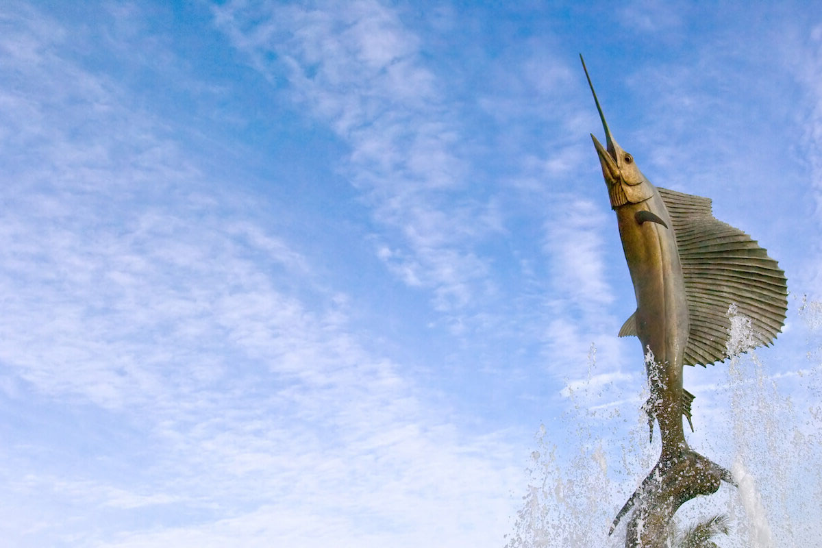 sailfish statue in city park of stuart florida-HarborChase of Stuart