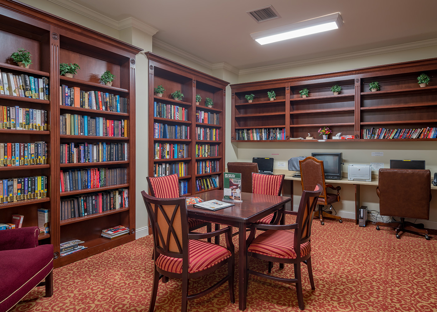 HarborChase of Plainfield-Interior-Library-Luxury Senior Living in Illinois